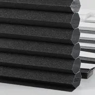 Black maximum room-darkening honeycomb fabric for uninterrupted sleep