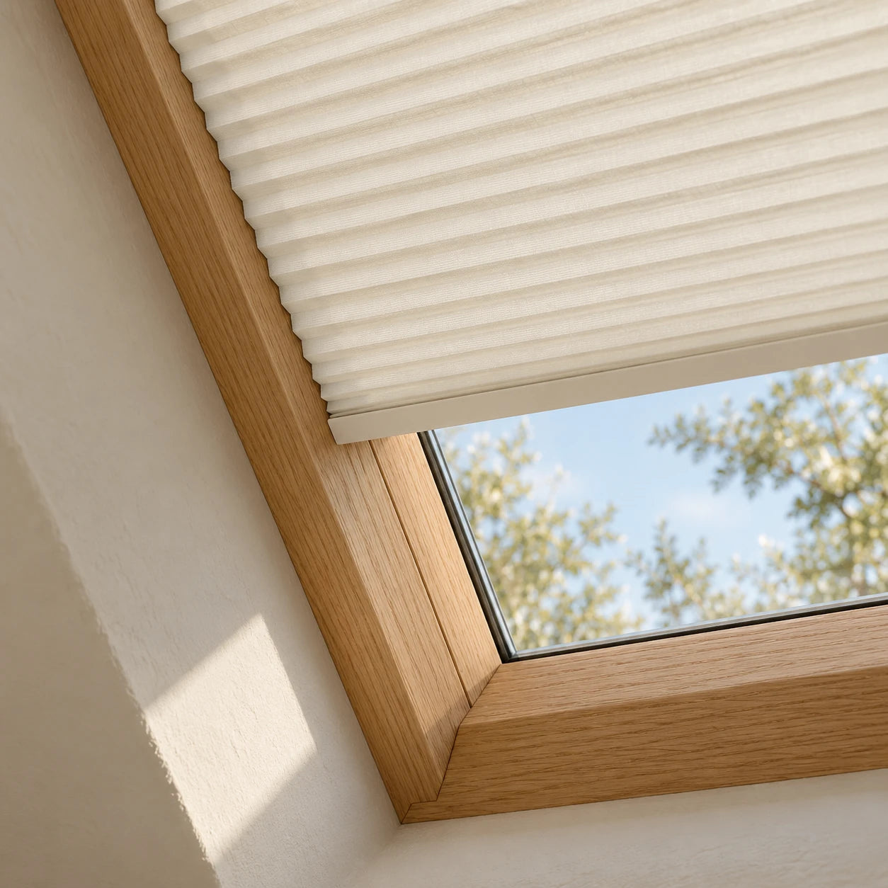 Illustrative shade and roof-window frame detail